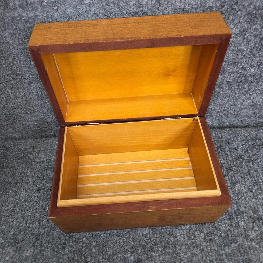 Vintage Wooden Hand Carved Polish Trinket Jewelry Storage Box Made In Poland